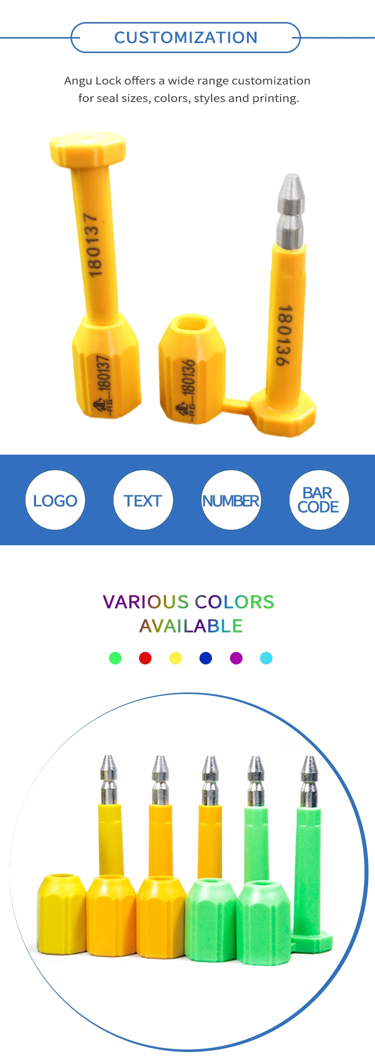 Tamper Evident Container Security Seal Bullet Seal Bolt Seal with ISO17712